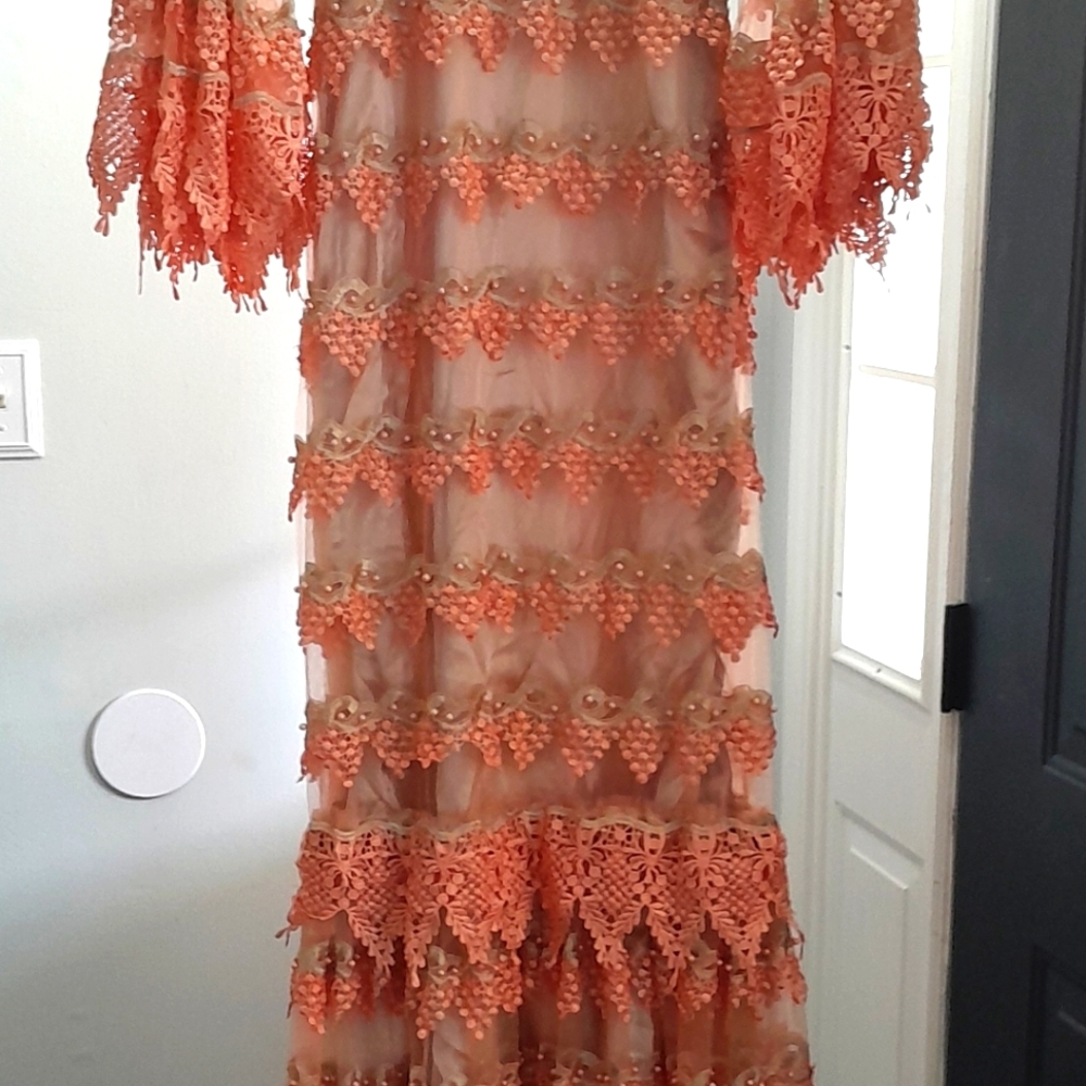 Elegant Orange Lace Dress